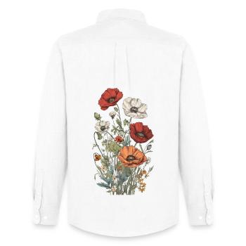Beautiful Boho Poppy Herbarium Bouquet - Men's Oxford Shirt by Stanley/Stella - white - Back - AI Model Male 185 dark (185cm)
