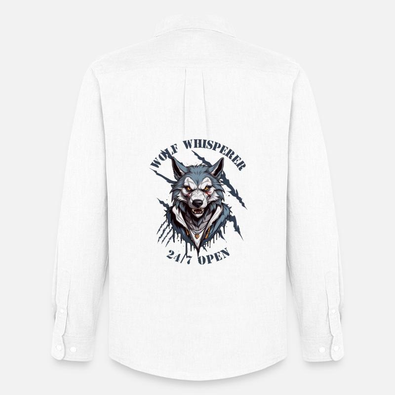 Wolf Flüsterer 24/7 Geöffnet - Männer Oxford Hemd von Stanley/Stella - Weiß