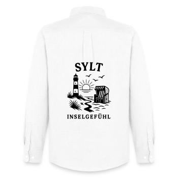 Sensation de l’île de Sylt - Chemise Oxford homme Stanley/Stella - blanc - Dos - AI Model Male 185 dark (185cm)
