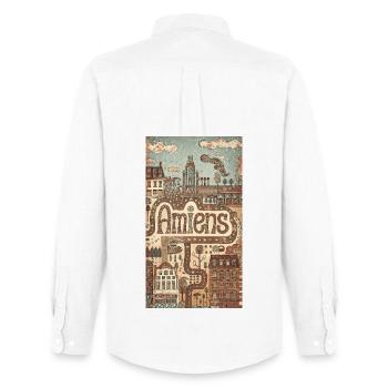 Amiens Cityscape Whimsy - Men's Oxford Shirt by Stanley/Stella - white - Back - AI Model Male 185 dark (185cm)
