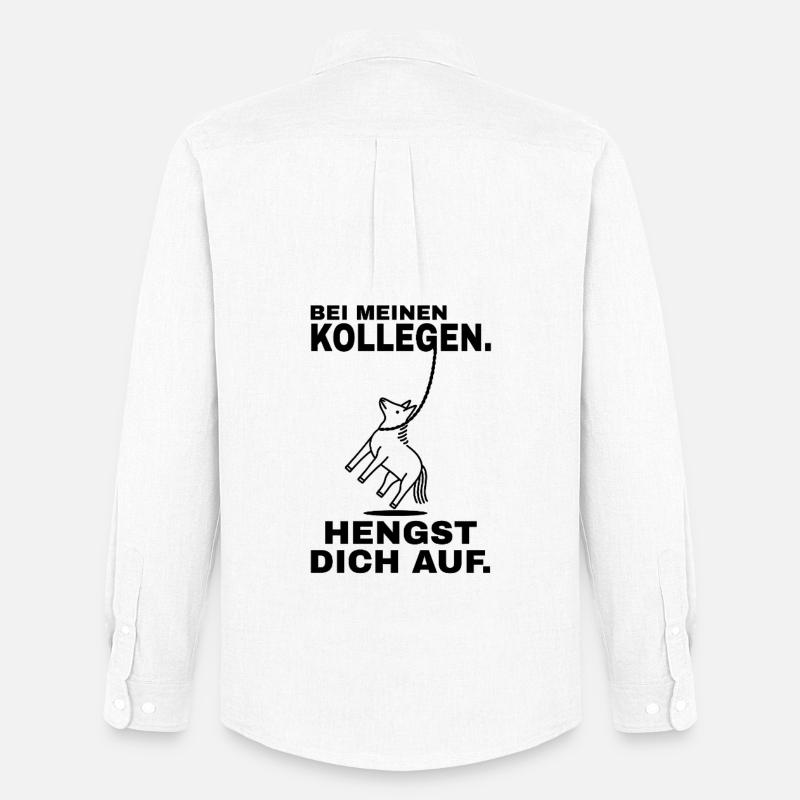 Hengst dich auf - Schwarzer Text - Männer Oxford Hemd von Stanley/Stella - Weiß