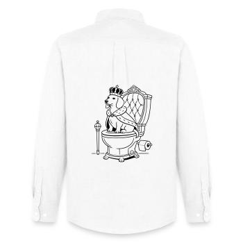 Dachshund Throne Toilet Line Art - Men's Oxford Shirt by Stanley/Stella - white - Back - AI Model Male 185 dark (185cm)