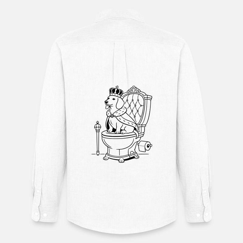 dackel thron toilette line art - Männer Oxford Hemd von Stanley/Stella - Weiß