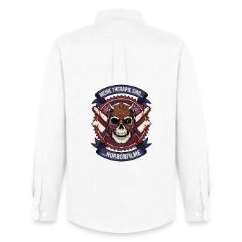 My Therapy: Horror Movies - Men's Oxford Shirt by Stanley/Stella - white - Back - AI Model Male 185 dark (185cm)