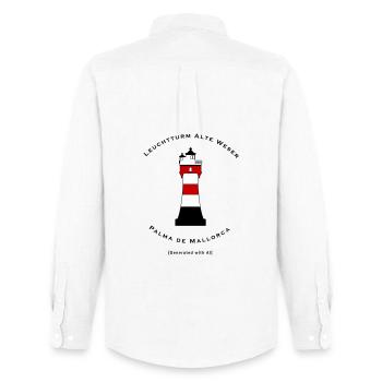 Leuchtturm Roter Sand - Nordsee Ostsee AI KI   - Männer Oxford Hemd von Stanley/Stella - Weiß - Hinten - AI Model Male 185 dark (185cm)