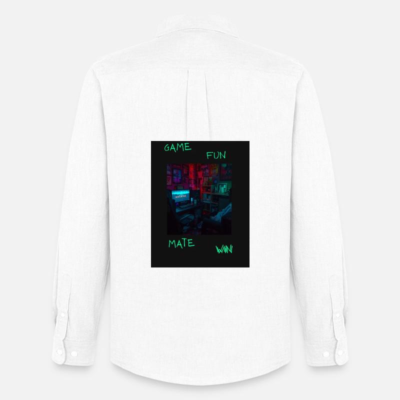 Neon Retro Gaming Raum Spruch - Männer Oxford Hemd von Stanley/Stella - Weiß