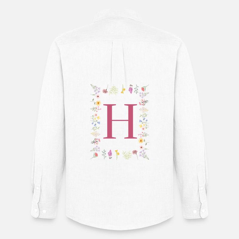 Florale Initialen "H", Buchstaben Monogramm - Männer Oxford Hemd von Stanley/Stella - Weiß