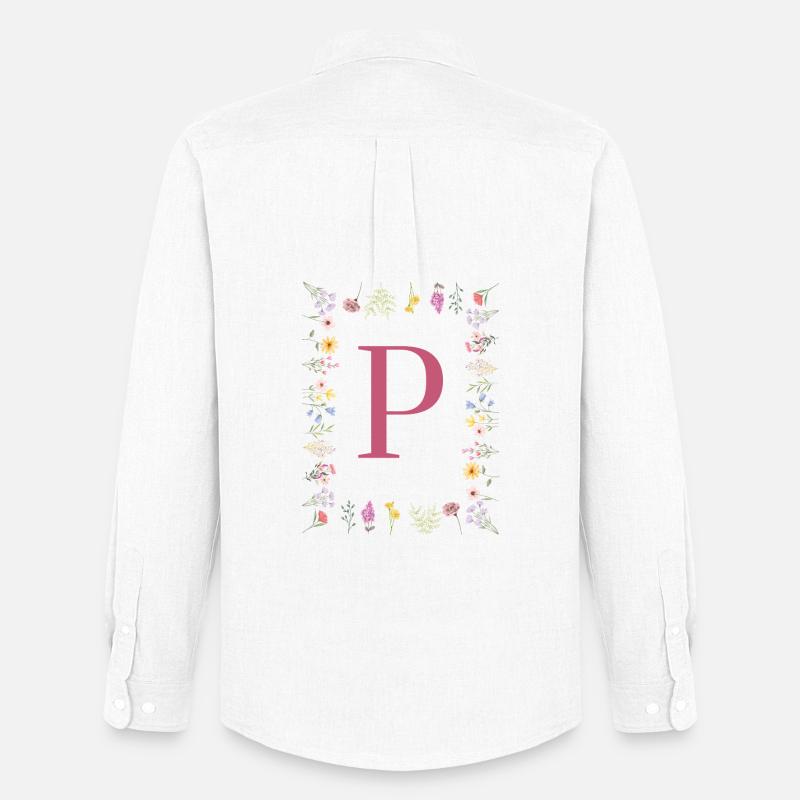 Florale Initialen "P", Buchstaben Monogramm - Männer Oxford Hemd von Stanley/Stella - Weiß