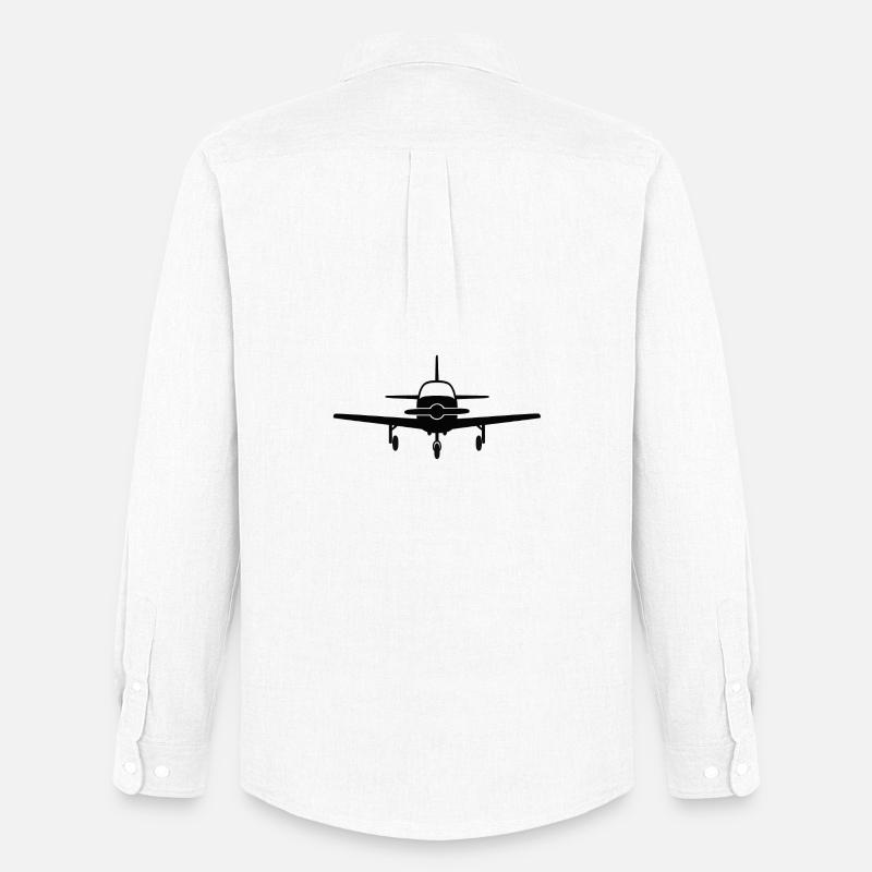 Frontale Flugzeug Silhouette - Männer Oxford Hemd von Stanley/Stella - Weiß