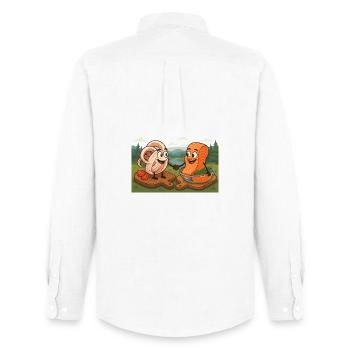 Struganina, saumon - poisson cru - Extrême-Nord - Chemise Oxford homme Stanley/Stella - blanc - Dos - AI Model Male 185 dark (185cm)