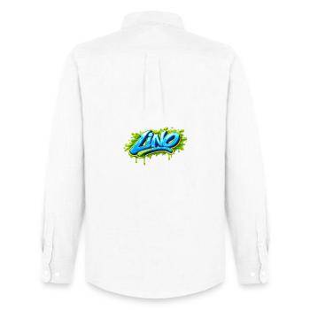 GRAFFITI NAME LINO FOR PERFECT GIFT PRINTABLE - Men's Oxford Shirt by Stanley/Stella - white - Back - AI Model Male 185 dark (185cm)