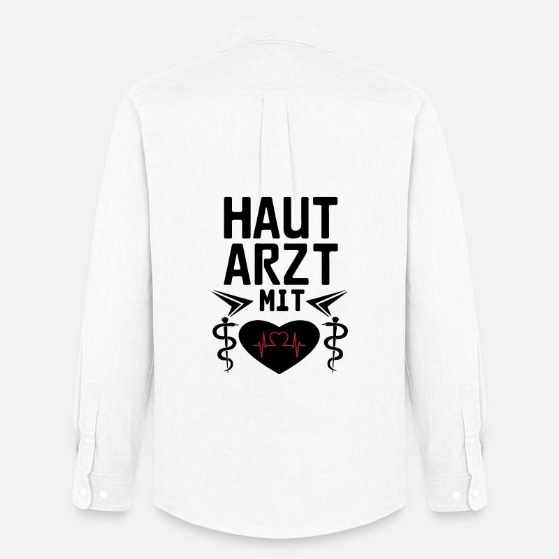 Hautarzt mit Herz Geschenk - Männer Oxford Hemd von Stanley/Stella - Weiß