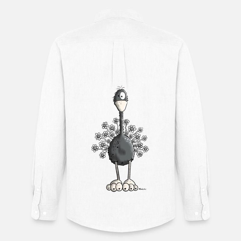 Vogelstrauß mit Blumen - Männer Oxford Hemd von Stanley/Stella - Weiß
