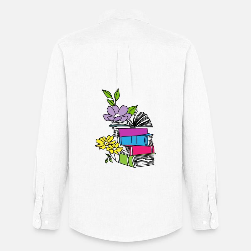 Bücher mit Blumen - Männer Oxford Hemd von Stanley/Stella - Weiß