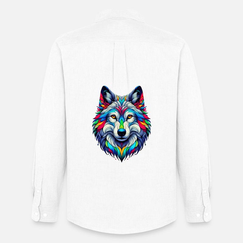 Wolf - Männer Oxford Hemd von Stanley/Stella - Weiß