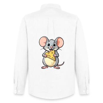 Freche Cartoon-Maus mit Käse - Männer Oxford Hemd von Stanley/Stella - Weiß - Hinten - AI Model Male 185 dark (185cm)