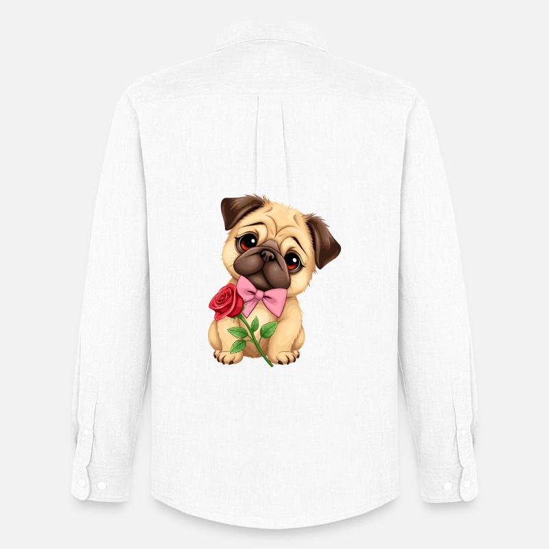 Mops Hund - Männer Oxford Hemd von Stanley/Stella - Weiß