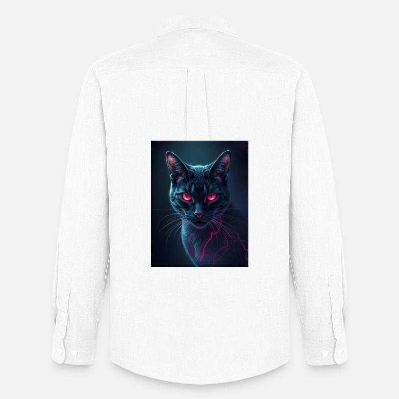 red eye cat - Männer Oxford Hemd von Stanley/Stella - Weiß