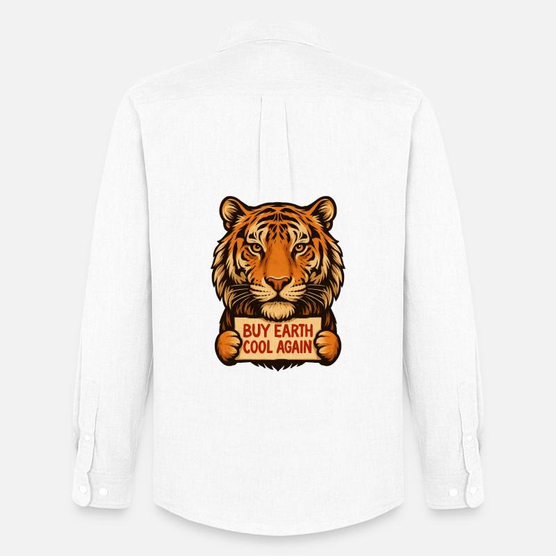 Tiger sagt: Make Eath Cool Again - Männer Oxford Hemd von Stanley/Stella - Weiß