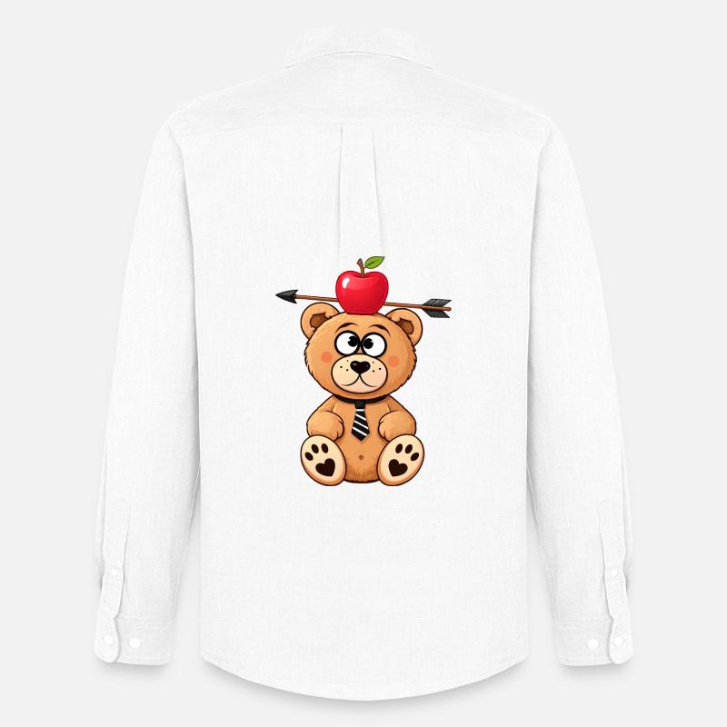 Witziger Bär mit Apfel und Pfeil - Männer Oxford Hemd von Stanley/Stella - Weiß