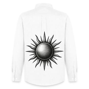 Gravure vintage en étoile solaire - Chemise Oxford homme Stanley/Stella - blanc - Dos - AI Model Male 185 dark (185cm)