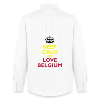 Keep Calm & Love Belgium - Chemise Oxford homme Stanley/Stella - blanc - Dos - AI Model Male 185 dark (185cm)