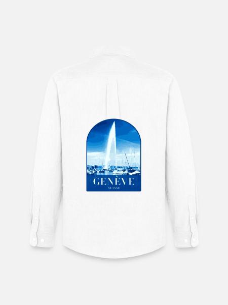 Geneva JetdEau Harbour Motif - Men's Oxford Shirt by Stanley/Stella - white