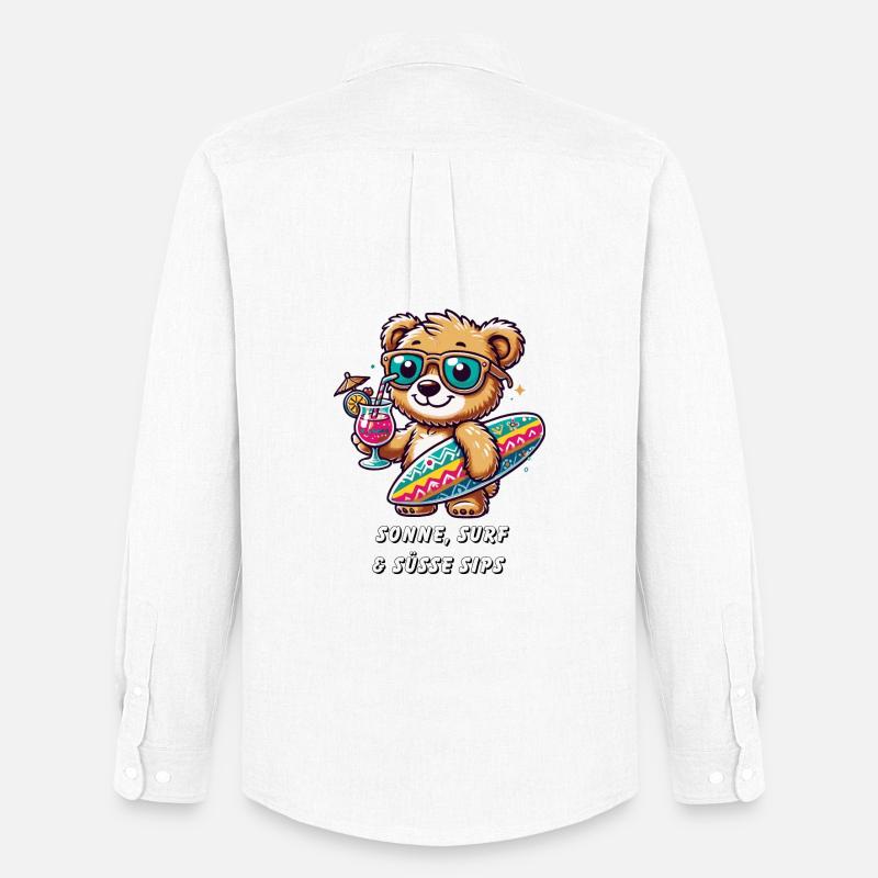 Sommerlicher Surf-Bär – Entspannt und Cool! - Männer Oxford Hemd von Stanley/Stella - Weiß