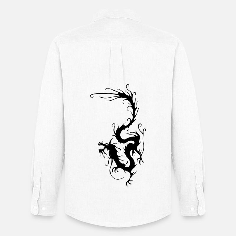 Schwarzer Rauchdrache - Männer Oxford Hemd von Stanley/Stella - Weiß