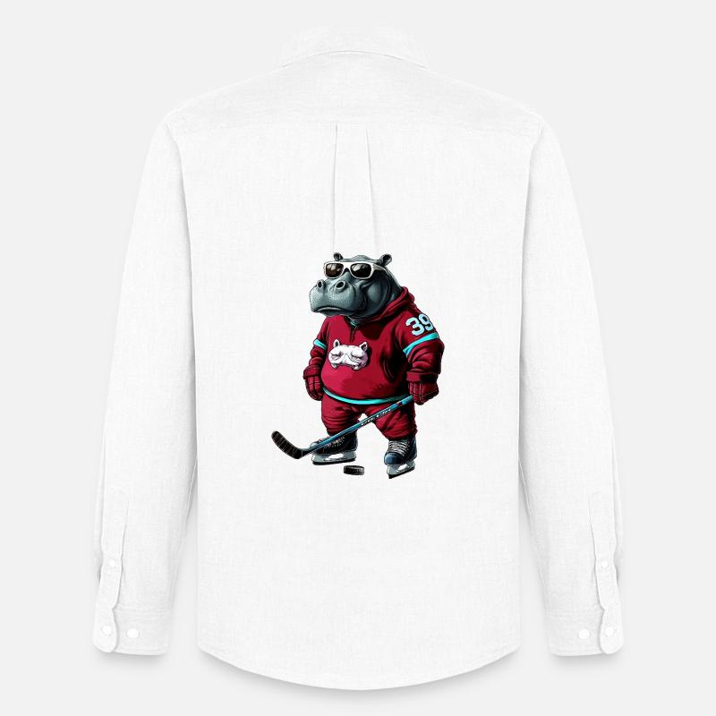 Nilpferde Eishockey - Männer Oxford Hemd von Stanley/Stella - Weiß