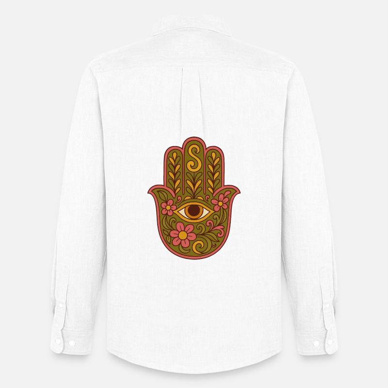 Hamsa Eye Floral Boho Kunstwerk - Männer Oxford Hemd von Stanley/Stella - Weiß