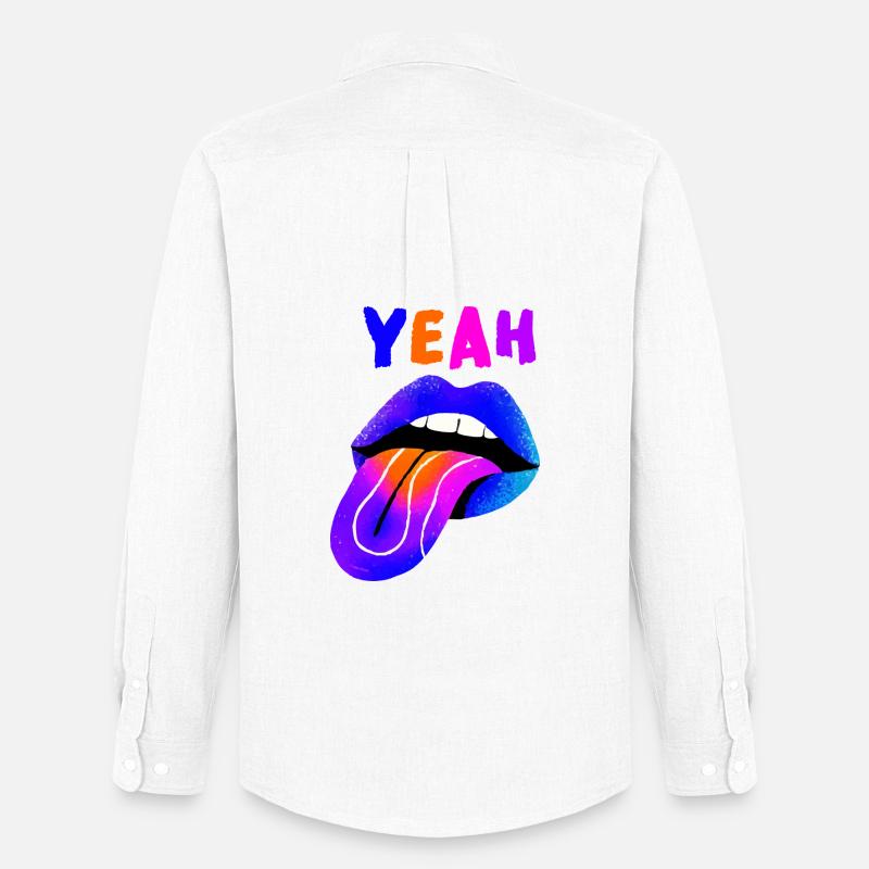 Lebendige Lippen YEAH Pop Art - Männer Oxford Hemd von Stanley/Stella - Weiß