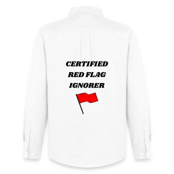 Certifié Red Flag Ignorer - T-shirt unisexe drôle - Chemise Oxford homme Stanley/Stella - blanc - Dos - AI Model Male 185 dark (185cm)