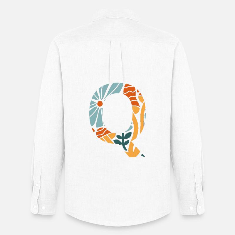 Buchstabe q Blumen groovy Geschenkidee - Männer Oxford Hemd von Stanley/Stella - Weiß