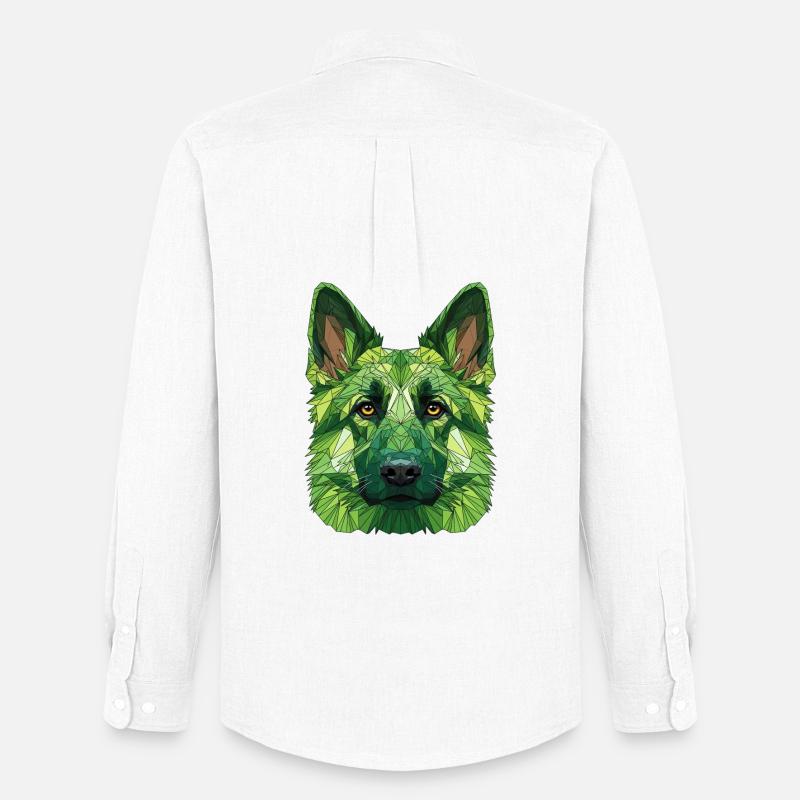 Grüner Polygonwolf - Männer Oxford Hemd von Stanley/Stella - Weiß