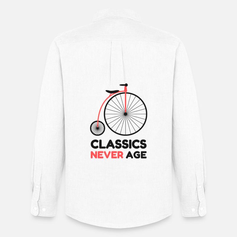 Classics Never Age Penny-Farthing Retro-Radfahren - Männer Oxford Hemd von Stanley/Stella - Weiß