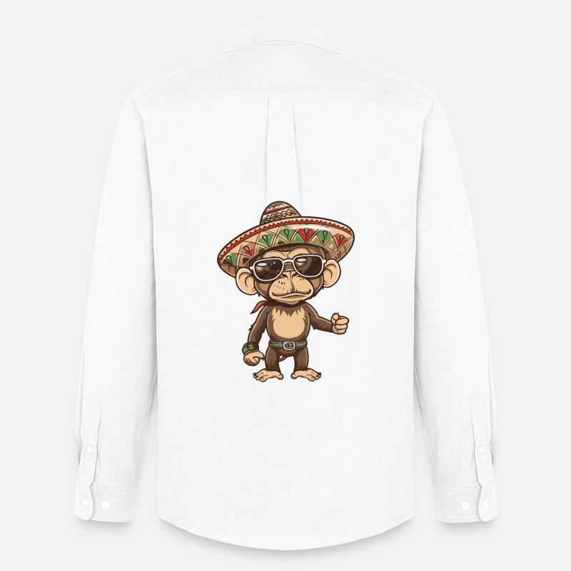 Affe Comic Lustig Sombrero - Männer Oxford Hemd von Stanley/Stella - Weiß