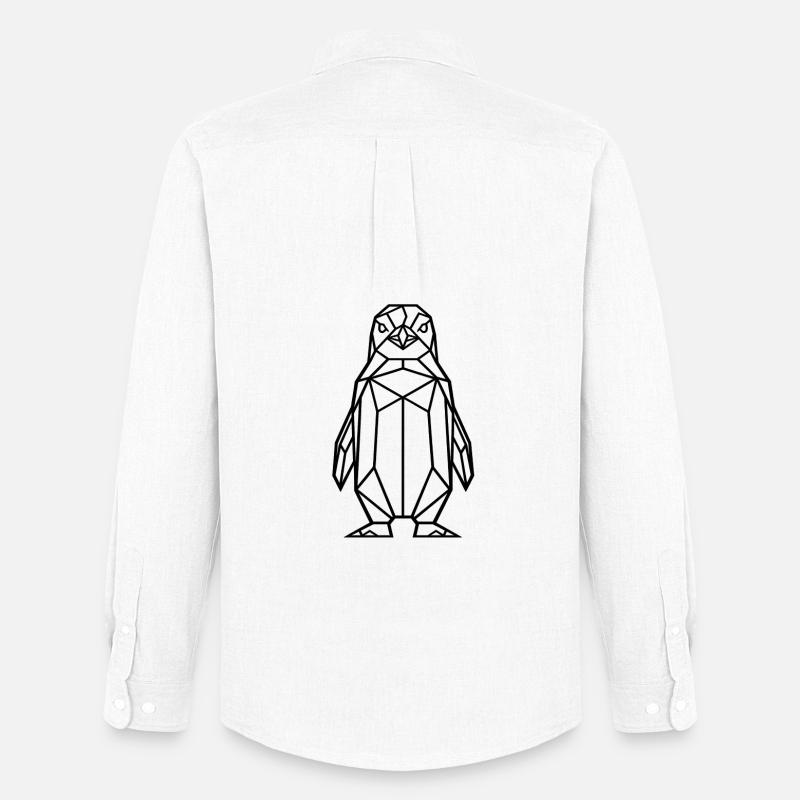 Geometrischer Pinguin (black) - Männer Oxford Hemd von Stanley/Stella - Weiß