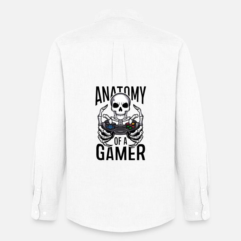 Gamer Skeleton mit Gamecontroller - Männer Oxford Hemd von Stanley/Stella - Weiß
