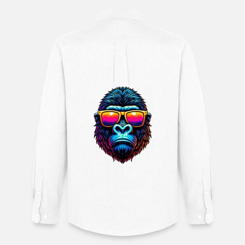 Gorilla - Männer Oxford Hemd von Stanley/Stella - Weiß