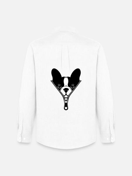 French Bulldog in a Zipper - Men's Oxford Shirt by Stanley/Stella - white