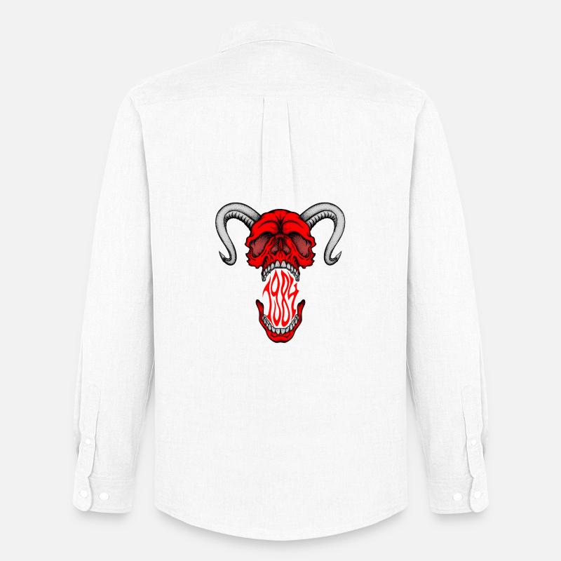 "HELLSKULL – Dämonisches Gebrüll" - Männer Oxford Hemd von Stanley/Stella - Weiß