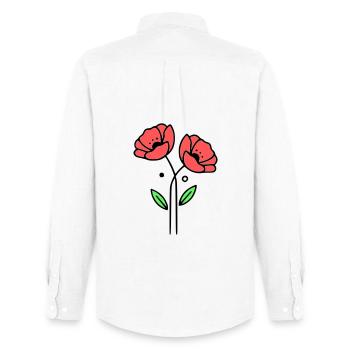 Poppy-Poppies-Minimalist-Line-Art-5 - Men's Oxford Shirt by Stanley/Stella - white - Back - AI Model Male 185 dark (185cm)