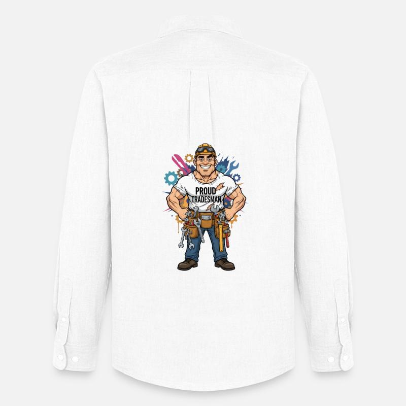 Stolzer Handwerker Comicstil Handwerk Beruf Design - Männer Oxford Hemd von Stanley/Stella - Weiß
