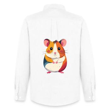 süßer kleiner bunter Hamster Patchwork Motiv - Männer Oxford Hemd von Stanley/Stella - Weiß - Hinten - AI Model Male 185 dark (185cm)