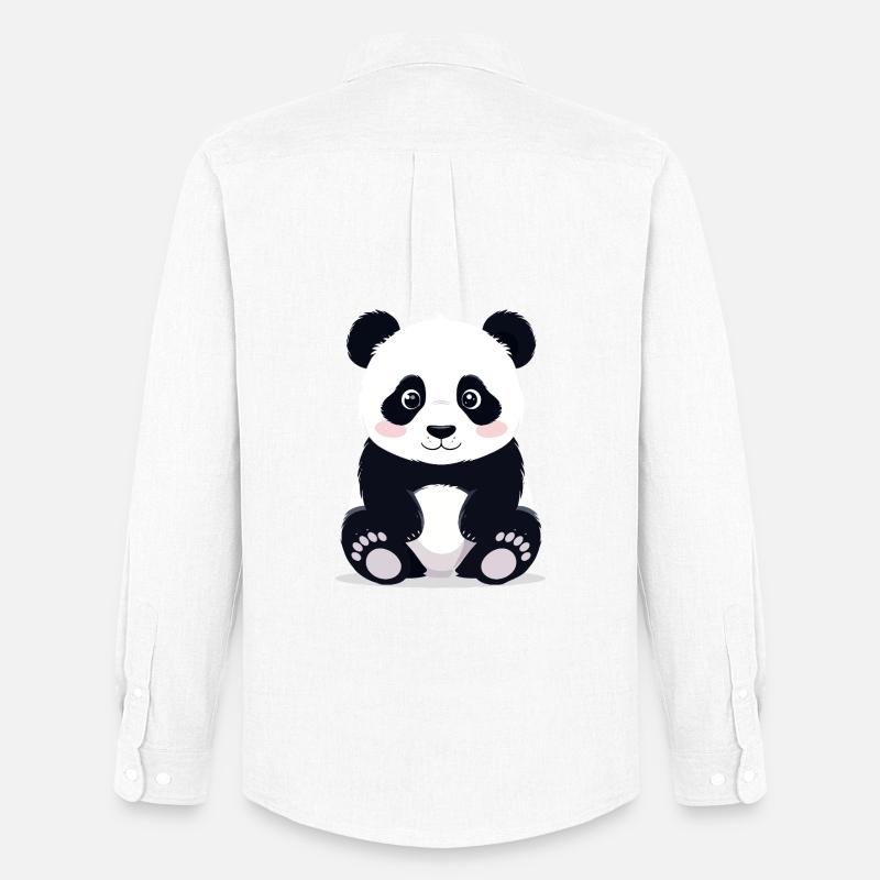 Sitzender Kuschelpanda kleiner süßer Pandabär - Männer Oxford Hemd von Stanley/Stella - Weiß