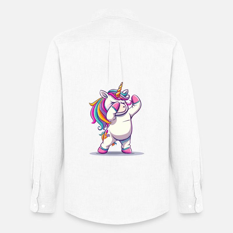 Regenbogen Dab Einhorn - Männer Oxford Hemd von Stanley/Stella - Weiß