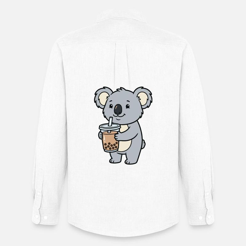 Koala-Bubble-Tea - Männer Oxford Hemd von Stanley/Stella - Weiß
