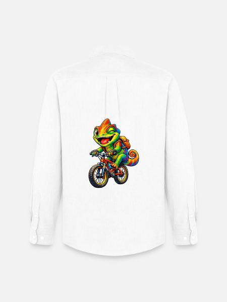 Caméléon à vélo - Chemise Oxford homme Stanley/Stella - blanc