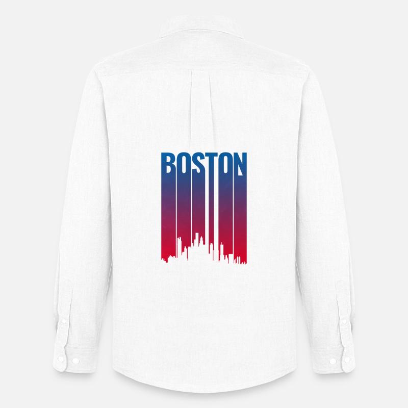 Boston Skyline Gradient Night - Männer Oxford Hemd von Stanley/Stella - Weiß